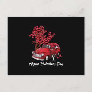 Roter LKW Frohen Valentinstag Boston Terrier Hund Feiertagspostkarte