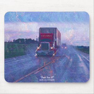 Roter Lkw Highway Autofahren in der Regenwald-Art  Mousepad
