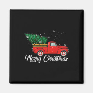 Roter LKW holt Weihnachtsbaum Vintage-Feiertag Magnet