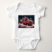 Roter LKW in Christimas Zeit im Schnee Baby Strampler (Vorderseite)