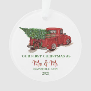 Roter LKW Kiefer Unser erstes Weihnachten Ferien Ornament