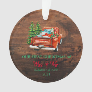 Roter LKW Kiefern Unser erstes Weihnachten Holz Ornament