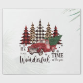 Roter LKW, Kiefernbaum Geschenkpapier (Flach)