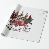 Roter LKW, Kiefernbaum Geschenkpapier (Ungerollt)