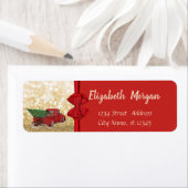 Roter LKW-Kiefernbaum, Red Bow, Gold Glittery Boke (Insitu)