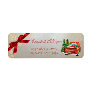 Roter LKW Kiefernbaum Weihnachten Schneeflocken, S