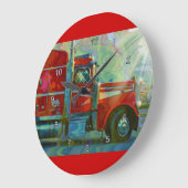 Roter Lkw-Kunstmauer für den Schwertransport Große Wanduhr (Winkel)