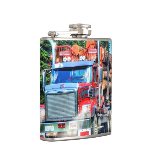 Roter LKW-LKWefahrer Straßen Kunsttransporter Flachmann (Rechts)