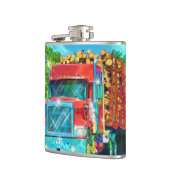 Roter LKW-LKWefahrer Straßen Kunsttransporter Flachmann (Links)