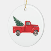 Roter LKW mit Baum Art Keramik Ornament (Links)
