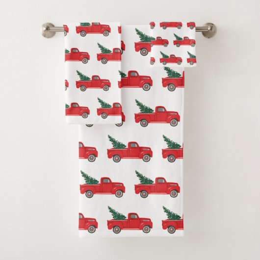 Roter LKW mit Baummuster Badetuch Set (Insitu)