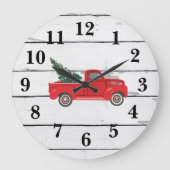Roter LKW mit rustikaler Baumbahn, große Uhr (Vorderseite)
