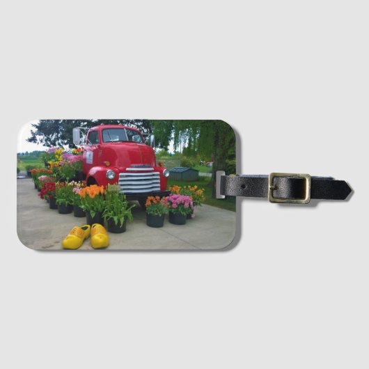 Roter Lkw mit Tulips, Oregon Gepäckanhänger (Vorderseite (Horizontal))