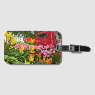 Roter Lkw mit Tulips, Oregon Gepäckanhänger