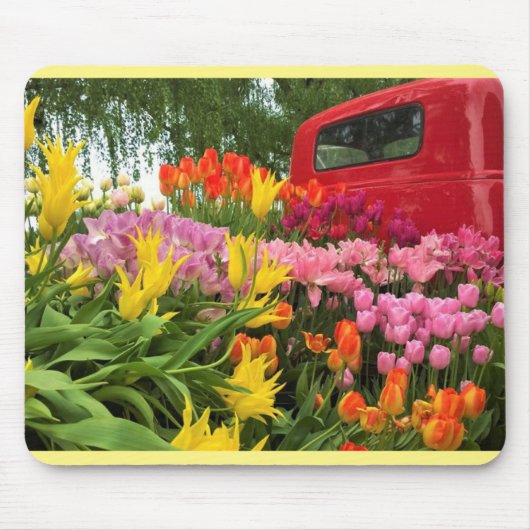 Roter Lkw mit Tulips, Oregon Mousepad (Vorne)