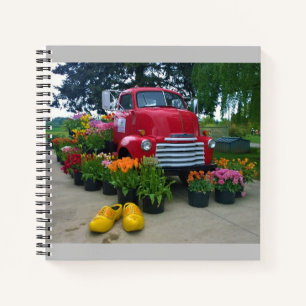 Roter Lkw mit Tulips, Oregon Notizblock