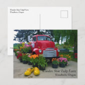 Roter Lkw mit Tulips, Oregon Postkarte (Vorne/Hinten)