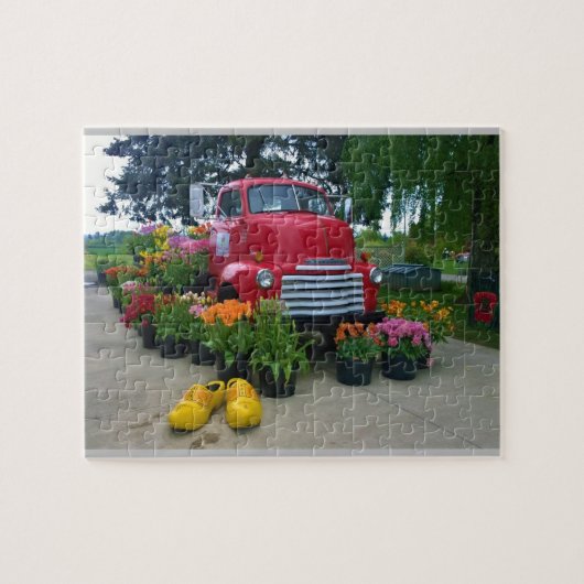 Roter Lkw mit Tulips, Oregon Puzzle (Horizontal)