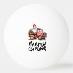 Roter LKW mit Weihnachtsmann und Weihnachtsbaum Tischtennisball