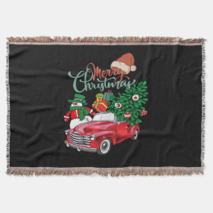 Roter LKW Pickup Weihnachtsbaum Frohe Weihnachten Decke