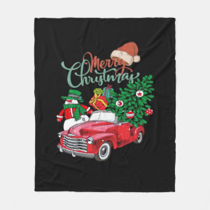 Roter LKW Pickup Weihnachtsbaum Frohe Weihnachten Fleecedecke