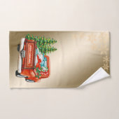 Roter LKW Pine Tree Weihnachten ,Schneeflocken Badhandtuch Set (Handtuch)