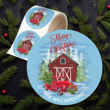 Roter LKW Schnee Scheune Weihnachtsszene Name