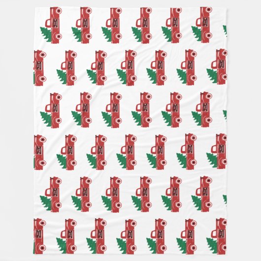 Roter LKW und Baum Fleecedecke (Vorderseite)