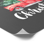 Roter LKW und Baum | Graue Weihnachten Poster (Ecke)