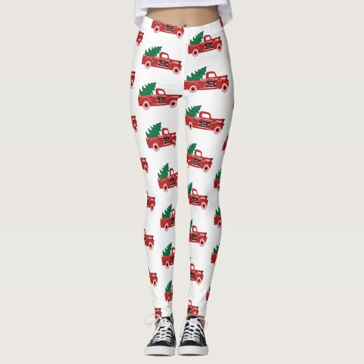 Roter LKW und Baum Leggings (Vorderseite)