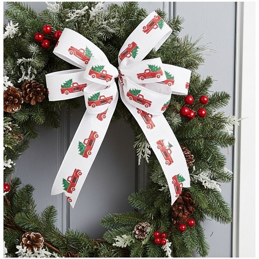 Roter LKW und Baum Satinband