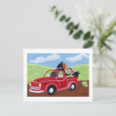 Roter Lkw und Labradore Postkarte (Stehend Vorderseite)
