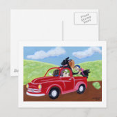 Roter Lkw und Labradore Postkarte (Vorne/Hinten)