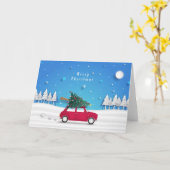 Roter LKW und Weihnachtsbaum Karte (Gelbe Blume)