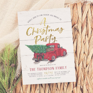 Roter LKW & Vintage-Holz Rustikale Weihnachtsfeier Feiertagskarte