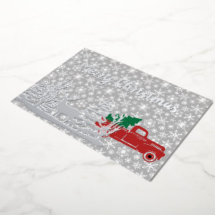 Roter LKW Weihnachten Folien Feiertagskarte