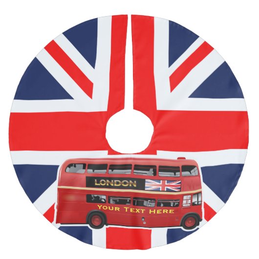 Roter London-Doppeldecker-Bus Polyester Weihnachtsbaumdecke (Vorderseite)