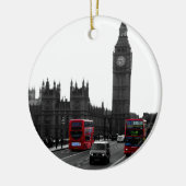 roter London-Reisebus und Big Ben Keramik Ornament (Links)