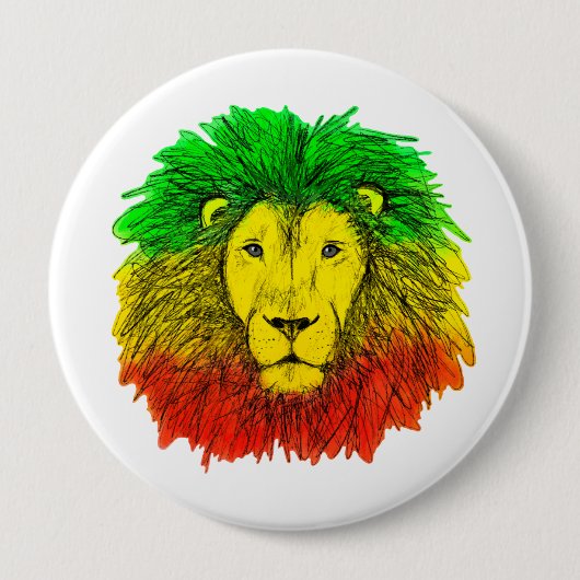 Roter Löwe Kopf Rot Gelb Jamaika rastafar Button (Vorderseite)
