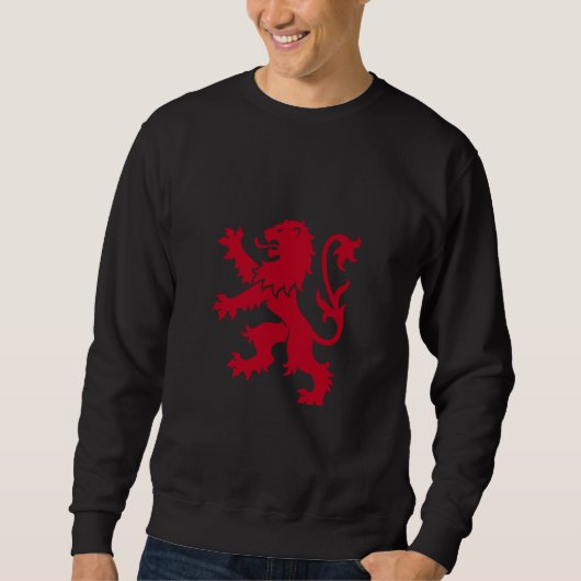 Roter Löwe Rampant Heraldische Wappenfigur Vektorg Sweatshirt (Vorderseite)