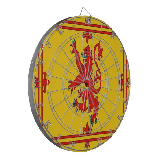 Roter Löwe Schottlands zügellose Flagge Dartscheibe (Vorderseite Links)