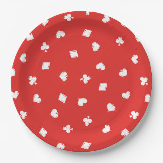 Roter Lucky In Love Poker Suite Muster Pappteller