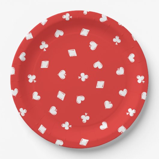 Roter Lucky In Love Poker Suite Muster Pappteller (Vorderseite)