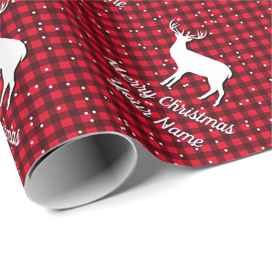 Roter Lumberjack Buffalo kariertes Hirsch rustikal Geschenkpapier (Rolleneckpunkt)