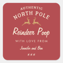 Roter, lustiger Weihnachtsmann-Aufkleber gekackt Quadratischer Aufkleber
