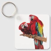 Roter Macaw Papagei Papageien Wasserfarben Schlüss Schlüsselanhänger (Vorderseite)