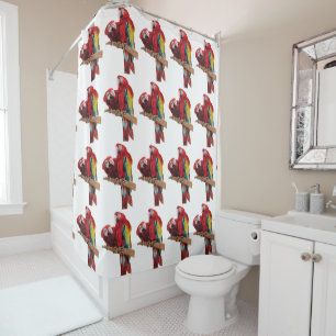 Roter Macaw Parrot Aquädukte Duschvorhang