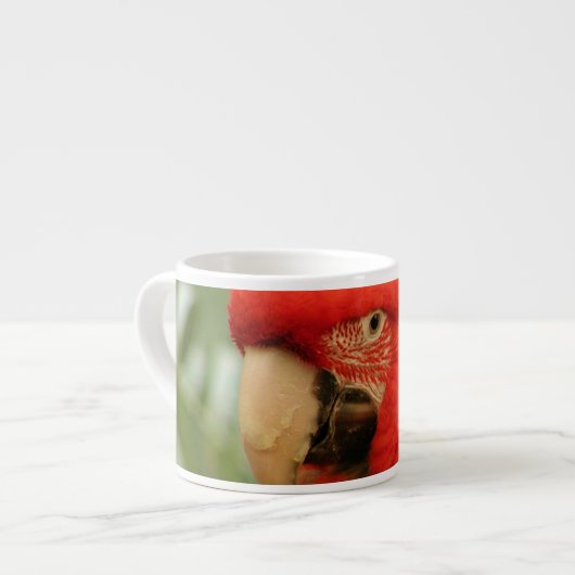 Roter Mackaw Papagei Espressotasse (Vorderseite Links)