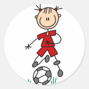 Roter Mädchen-Fußball-Aufkleber Runder Aufkleber
