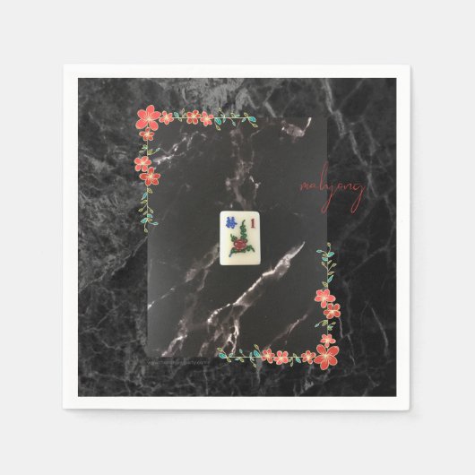 Roter Mahjong-Papierteller Serviette (Vorderseite)